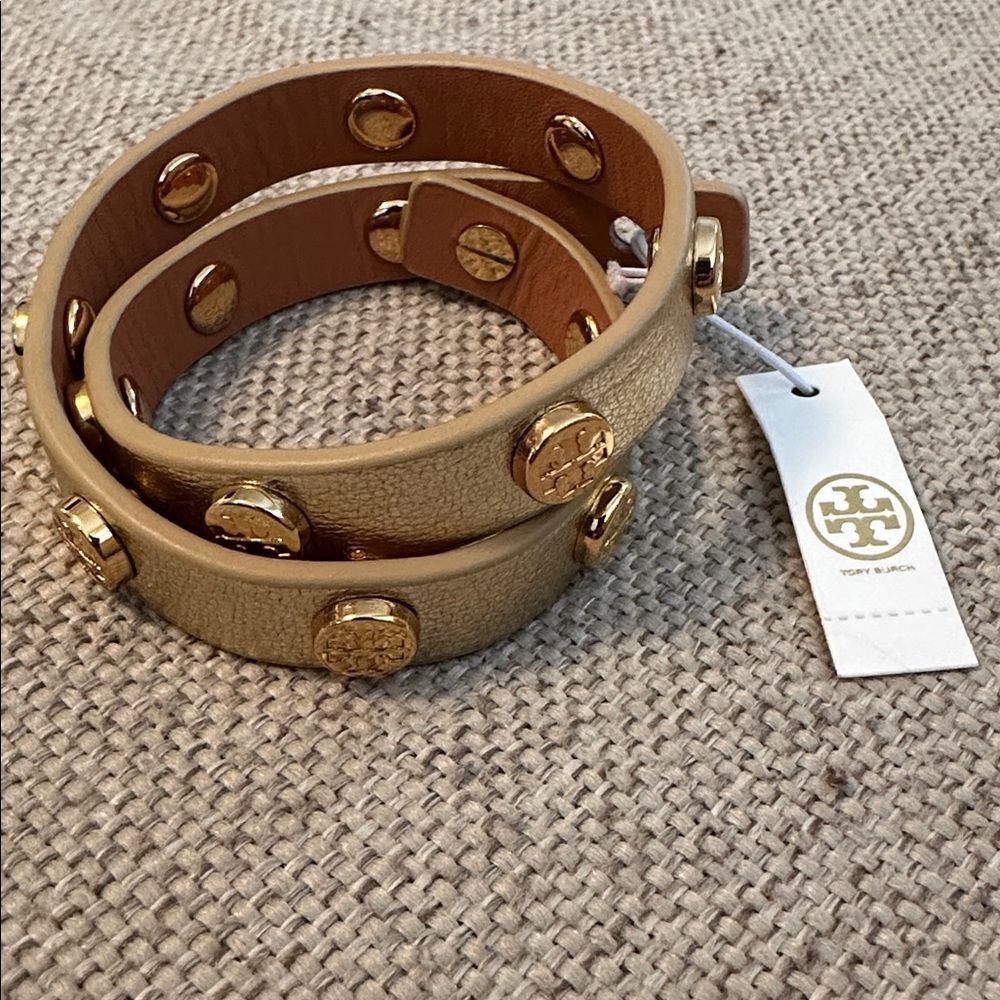 NWT TORY BURCH DOUBLE WRAP LOGO STUD WRAP BRACELET